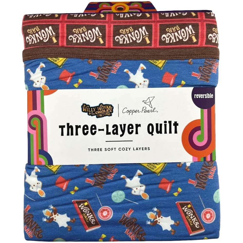 Willy Wonka Candy 3 Layer‎ Quilt Baby 46" Toddler Blanket Copper Pearl Chocolate